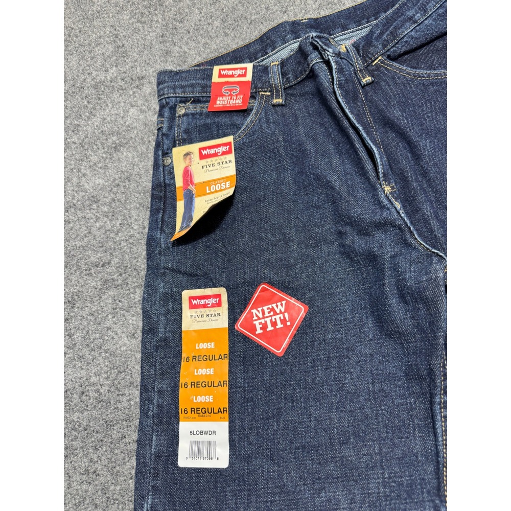 Wrangler Boys Jeans 16 Regular Blue Denim Five Star Classic Loose New 5LOBWDR - Picture 2 of 5